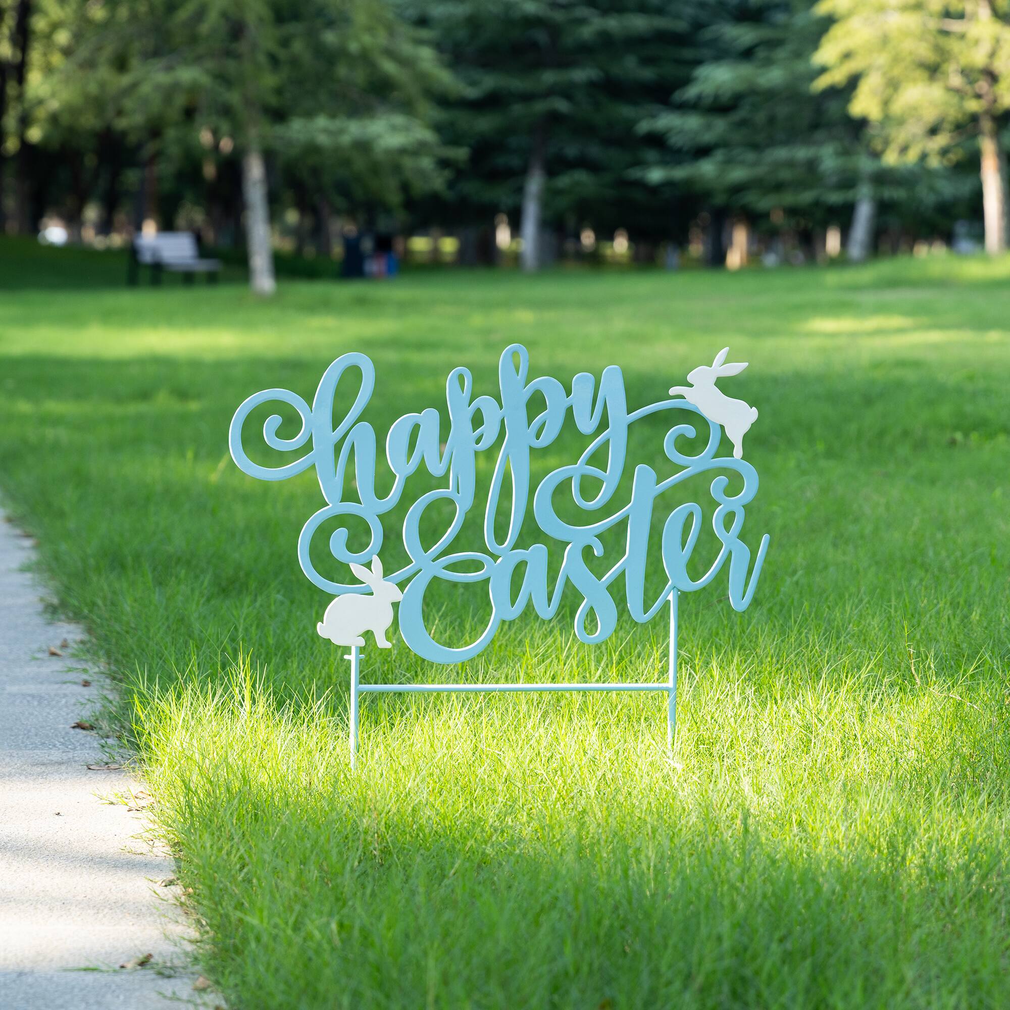 Glitzhome® 24" Metal "Happy Easter" Yard Stake